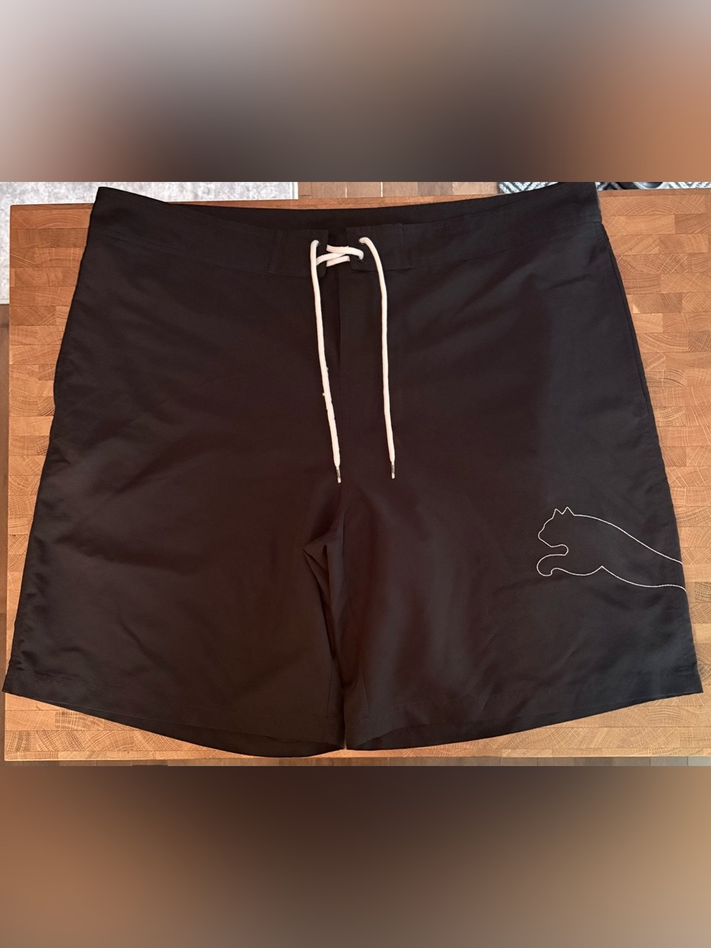 Puma Black Swim Board Shorts with White Drawstring